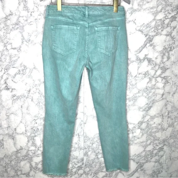 Nine West Pastel Mint Green Skinny Ankle Gramercy Raw Hem Jeans Women’s 8 - Picture 3 of 8